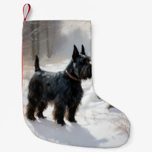 Skotsk Terrier Låt det snöa Jul Liten Julstrumpa