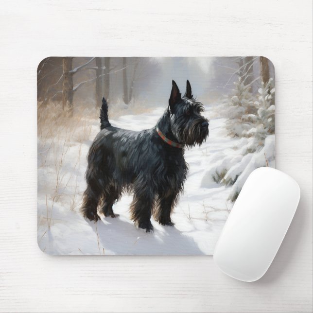 Skotsk terrier Låt det snöa jul Musmatta (Med mus)
