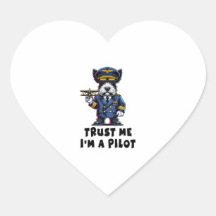 Skotsk terrier Lita på mig jag är pilot Hjärtformat Klistermärke