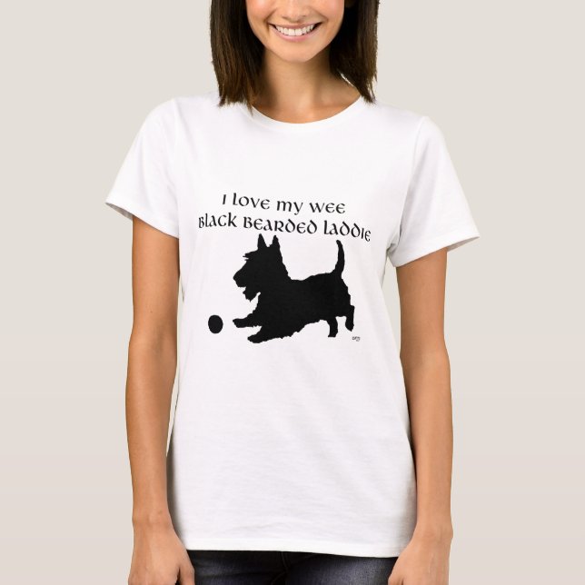 Skotsk terrier - Liten svart skäggig pojke T-shirt (Framsida)