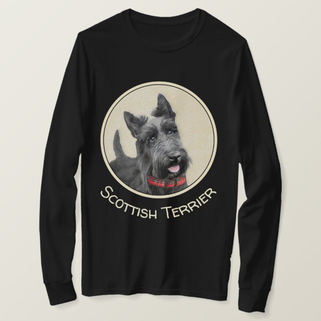 Skotsk terrier målning - Cute Original Hund Art T Shirt (Design framsida)