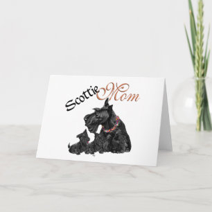 Skotsk terrier-mamma och valpar till mors dag kort