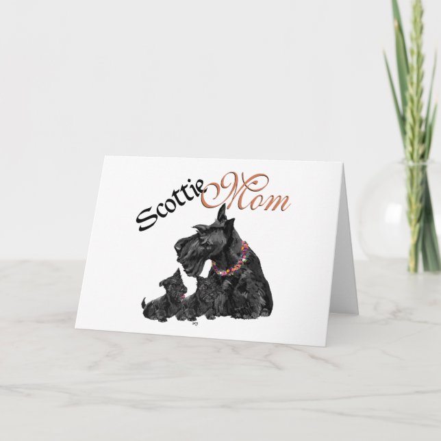 Skotsk terrier-mamma och valpar till mors dag kort (Framsida)
