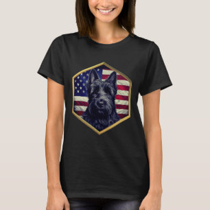 Skotsk terrier med amerikansk flagga guld ram t shirt