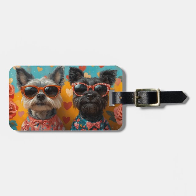 Skotsk terrier med hjärter rosor Alla hjärtans dag Bagagebricka (Horisontell Framsida)