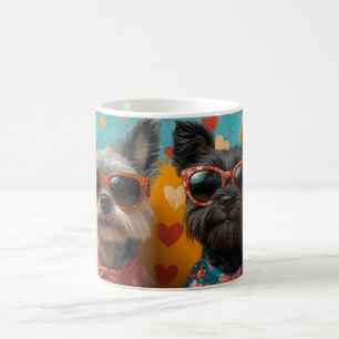 Skotsk terrier med hjärtrusor Alla hjärtans dag Kaffemugg