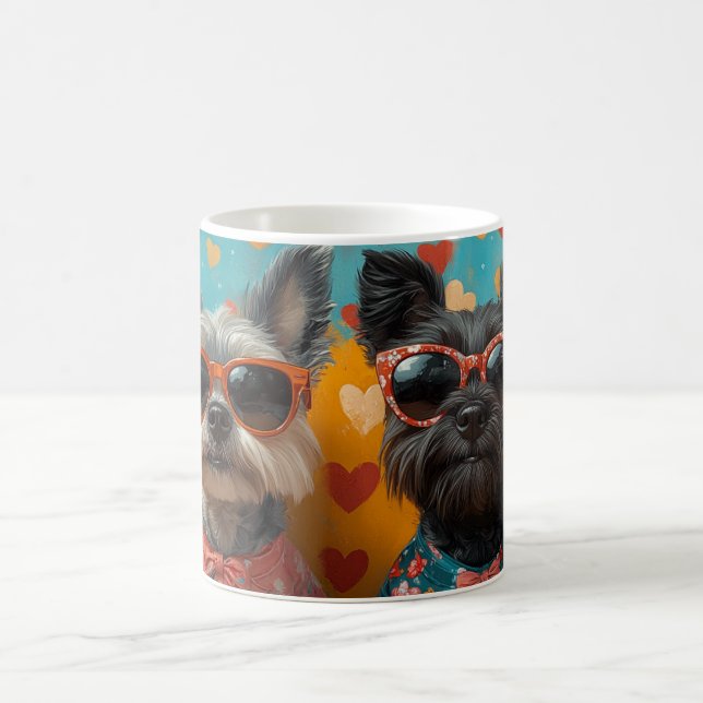 Skotsk terrier med hjärtrusor Alla hjärtans dag Kaffemugg (Center)