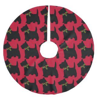 Skotsk Terrier med mönster för julpilbågehund Julgransmatta Borstad Polyester