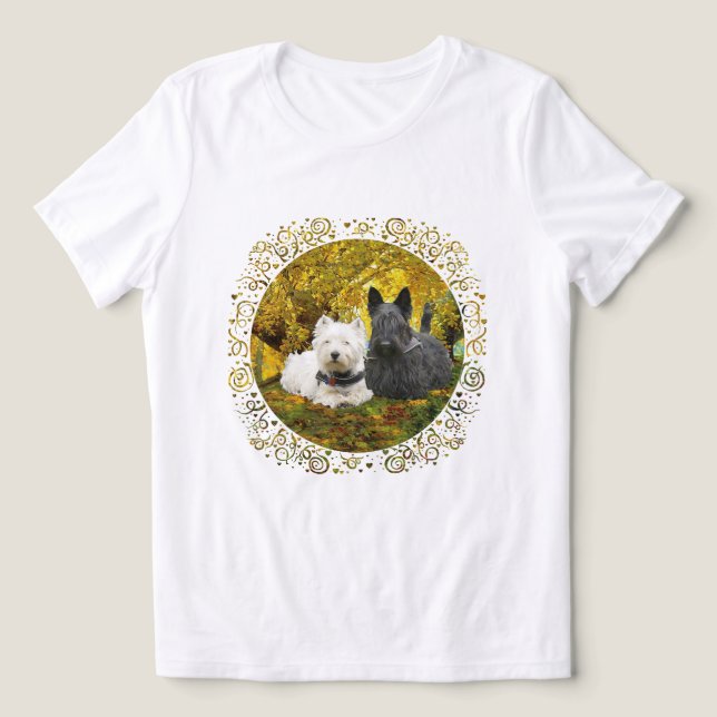 Skotsk terrier med Westie T Shirt (Design Framsida)