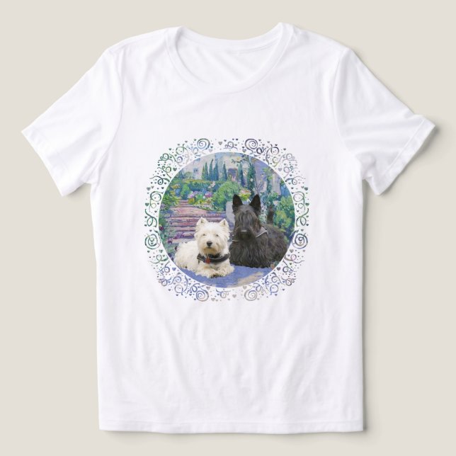 Skotsk terrier med Westie T Shirt (Design Framsida)