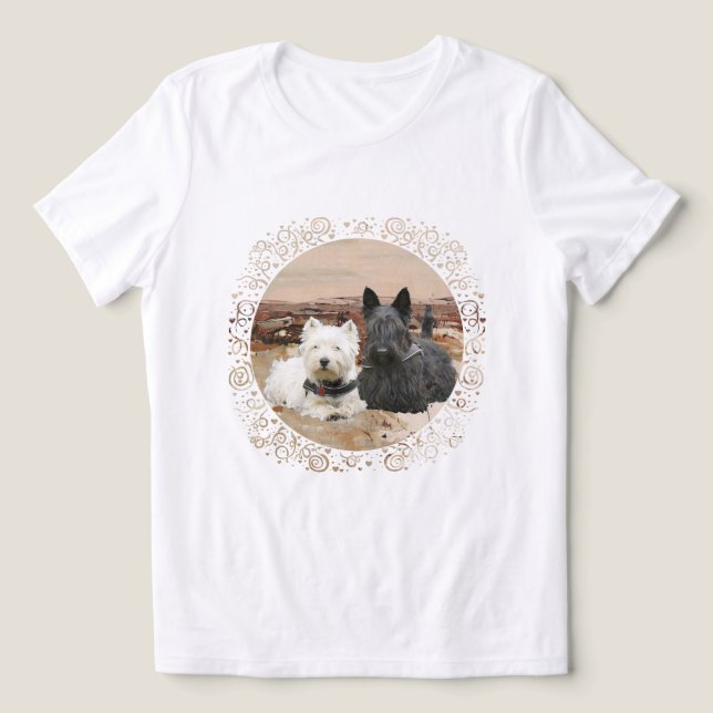 Skotsk terrier med Westie T Shirt (Design Framsida)