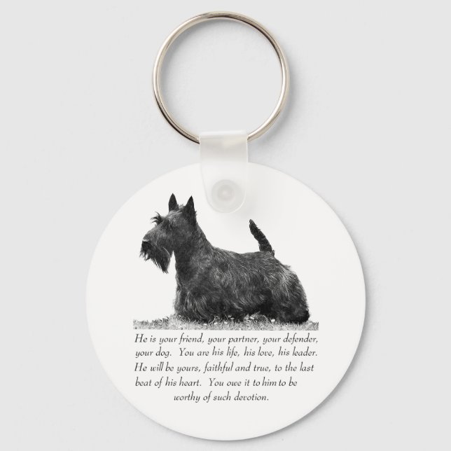 Skotsk Terrier- minnessak - HANE Hund Nyckelring (Framsida)