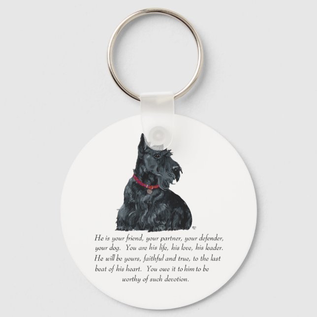 Skotsk terrier- minnessak - HANE Hund Nyckelring (Framsida)