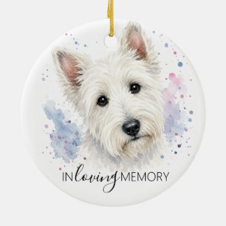 Skotsk terrier minnesvattenfärg jul julgransprydnad keramik