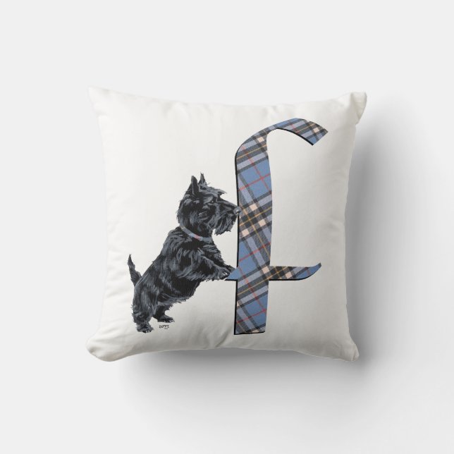 Skotsk terrier monogram F kudde (Framsida)
