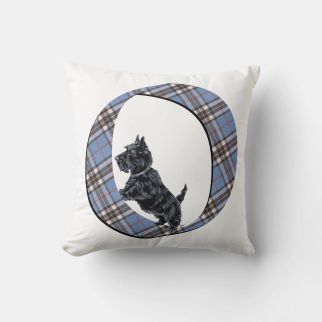 Skotsk Terrier Monogram O Kudd Kudde (Framsida)