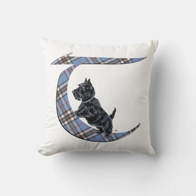 Skotsk Terrier Monogram T Kudd Kudde (Framsida)