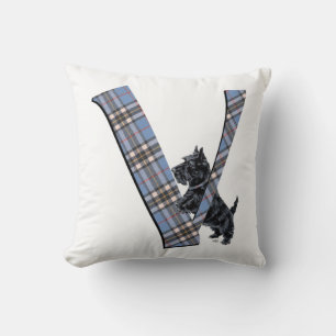 Skotsk Terrier Monogram V Kudd Kudde