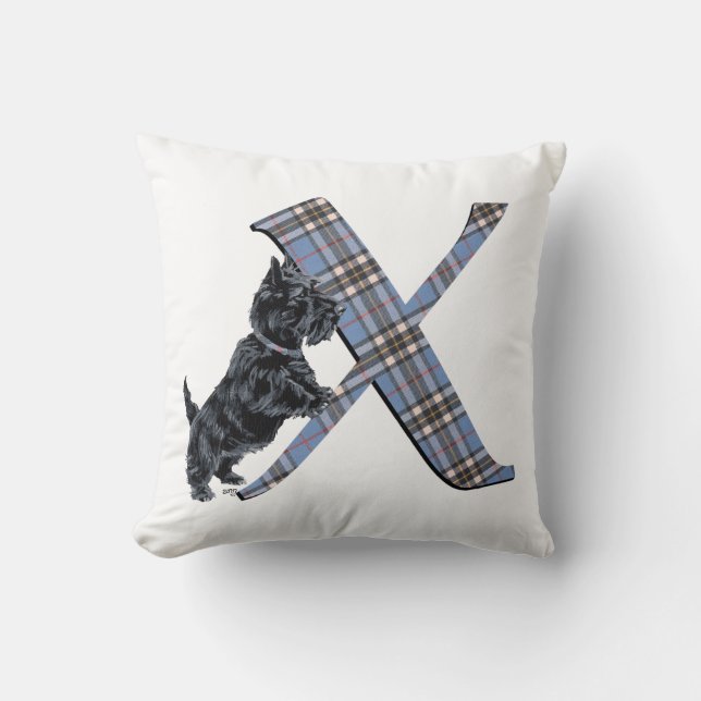 Skotsk Terrier Monogram X Kudd Kudde (Framsida)