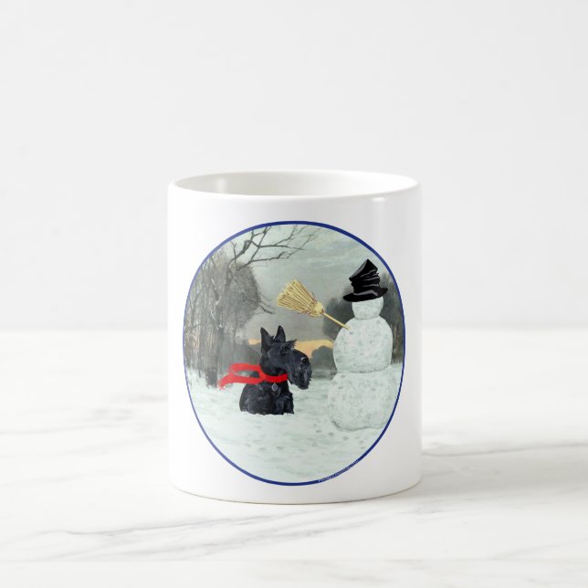 Skotsk terrier och snöman kaffemugg (Center)
