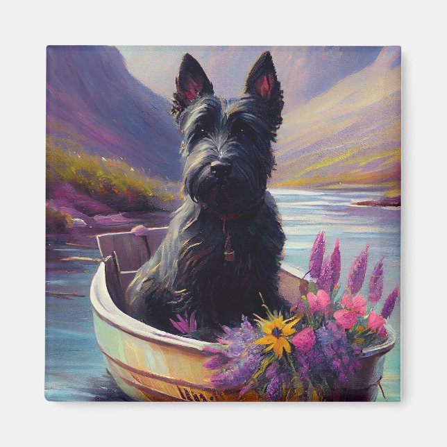 Skotsk terrier på paddel: Ett naturskönt äventyr Magnet (Framsidan)
