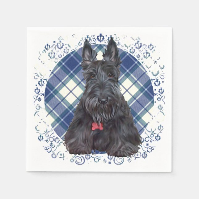Skotsk terrier på tartan pappersservett (Framsidan)
