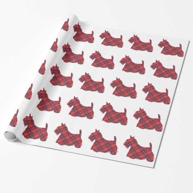 Skotsk terrier PLAID Presentpapper (Utrullad)