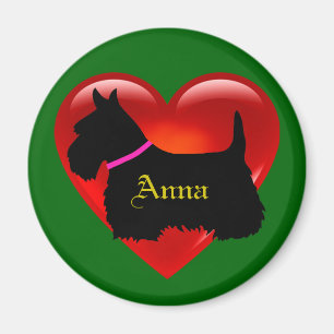 Skotsk terrier röd hjärta/kärlek Ö grön rosa Magnet