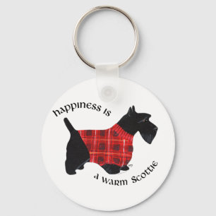 Skotsk Terrier Röd och svart Plaid Tröja Nyckelring