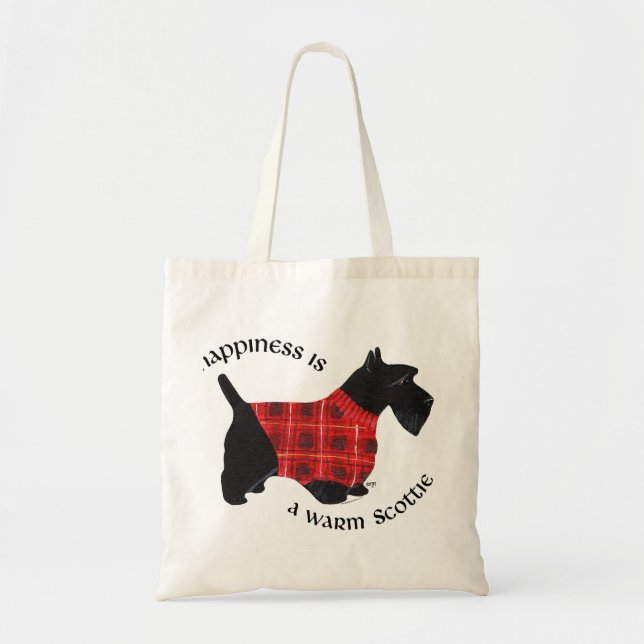 Skotsk Terrier Röd och svart Plaid Tröja Tygkasse (Framsidan)