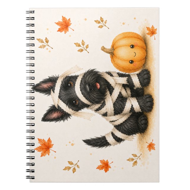 Skotsk terrier Scottie-mumie Halloween Anteckningsbok (Framsidan)