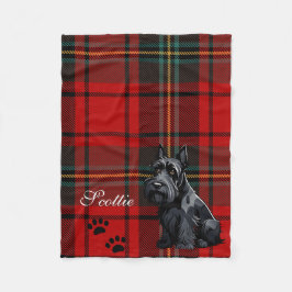 Skotsk terrier (Scotty) Tartan. Redigerbar Fleecefilt