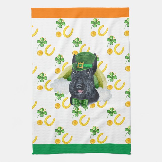 Skotsk Terrier Semester Hem Inredning St Patrick D Kökshandduk (Vertikal)