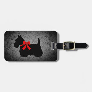 Skotsk Terrier, silhouette, pilbåge, granitsilver Bagagebricka