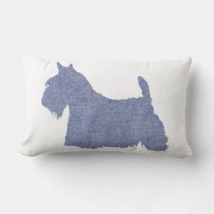 Skotsk Terrier Siluett i Denim Lumbarkudde