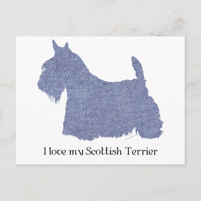 Skotsk Terrier Siluett i Denim Vykort (Framsida)