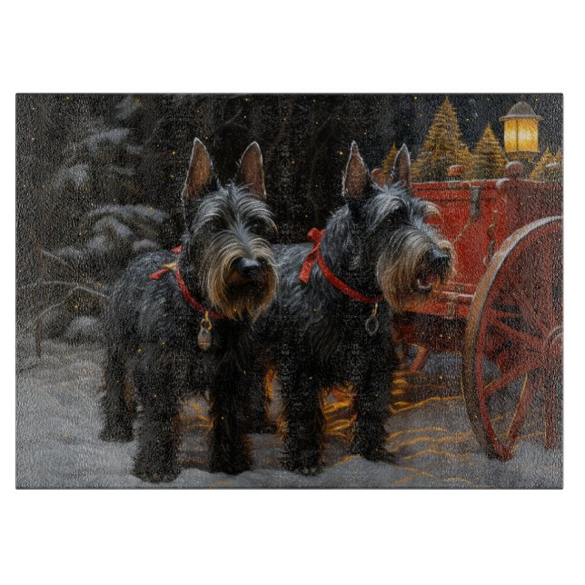 Skotsk terrier Snöig släde Juldekoration (Framsidan)