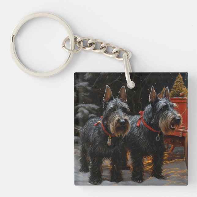 Skotsk terrier snöig släde juldekoration  (Framsidan)