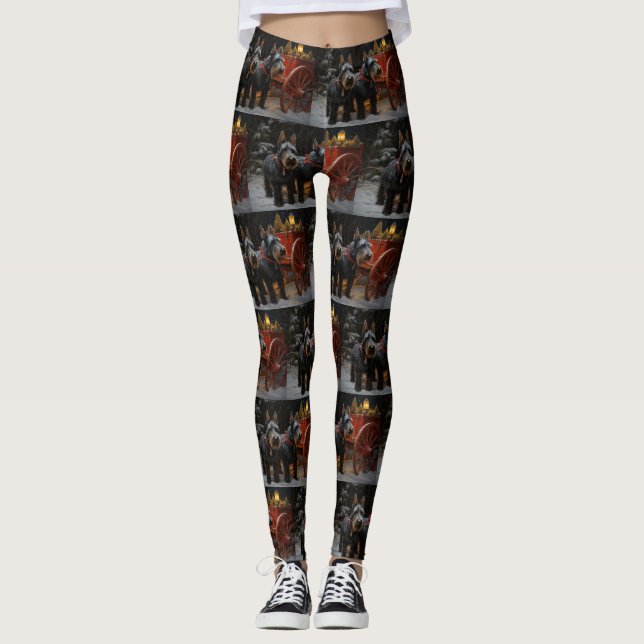 Skotsk terrier snöig släde juldekoration  leggings (Framsida)