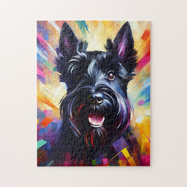 Skotsk Terrier Svart Hund Akryltryck Hundälskare Pussel (Vertikal)