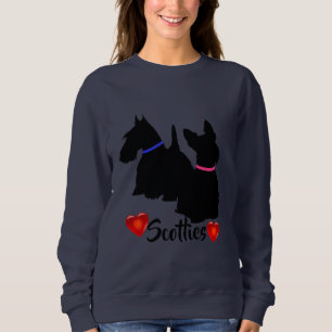 Skotsk terrier/svart silhuett rosa/blå halsband t shirt