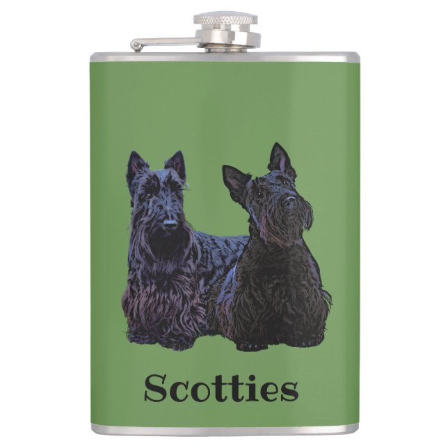 Skotsk terrier svart, sittande/stående fickplunta (Framsidan)