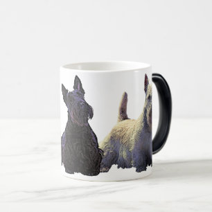 Skotsk terrier svart/vätttrio, svart hund magisk mugg