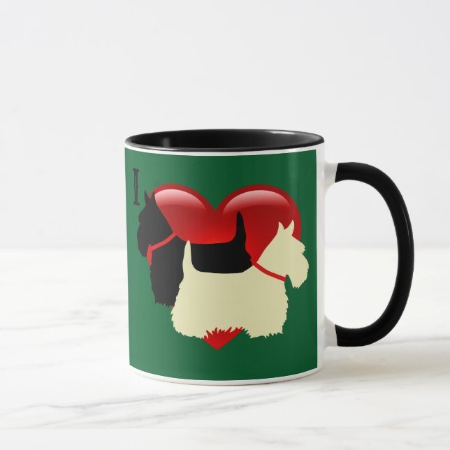 Skotsk terrier svart/vete silhuett hjärta mugg (Höger)