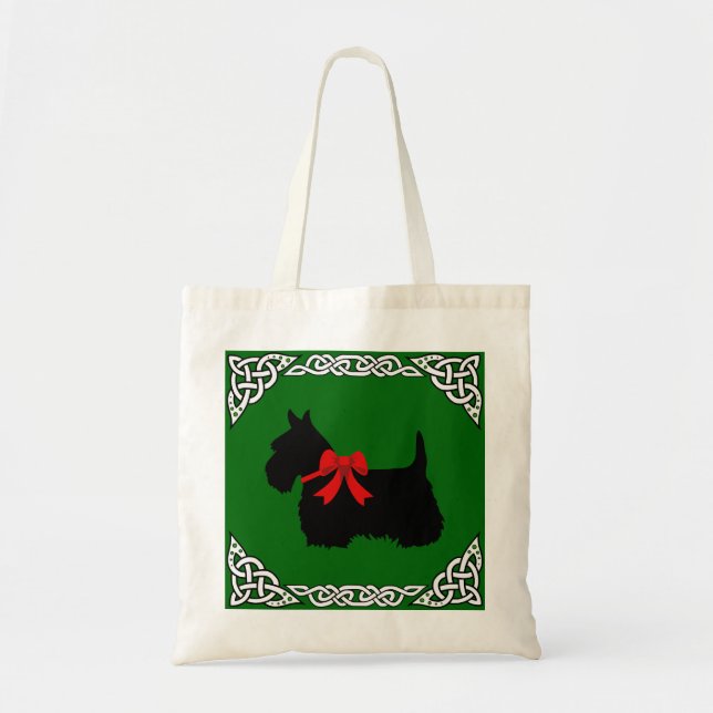 Skotsk terrier, svart, vit, klyvbar fläck tygkasse (Framsidan)