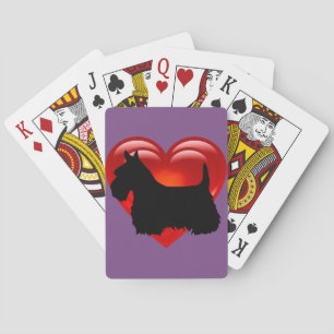 Skotsk terrier svart/vit röd hjärta/sjal/krage casinokort