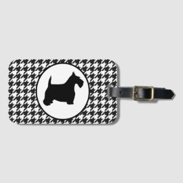 Skotsk Terrier svartvita Houndstooth Bagagebricka
