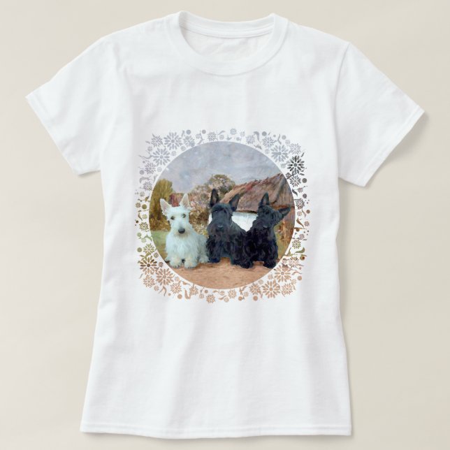 Skotsk Terrier Tartan Design T-shirt (Design framsida)