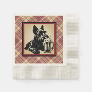 Skotsk terrier tartan-rutig jordton pappersservett