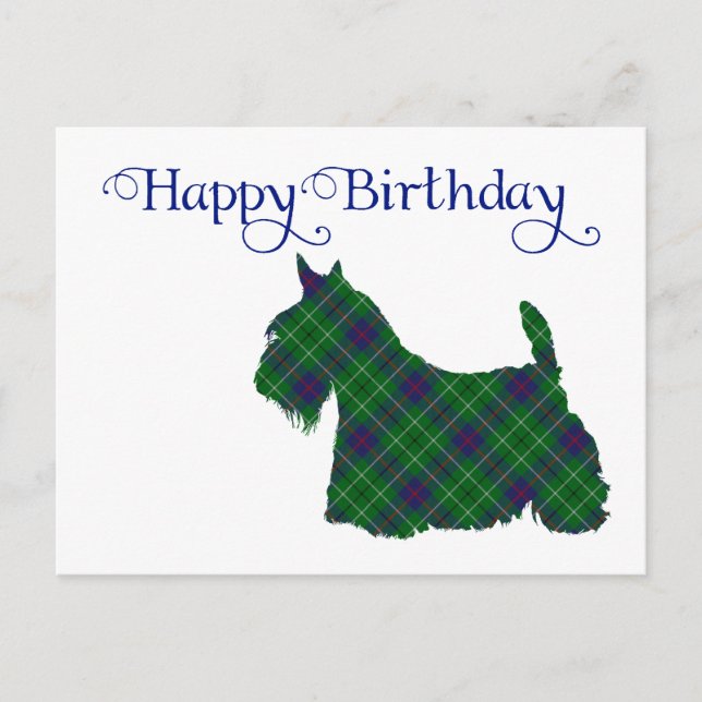Skotsk Terrier Tartan Silhuett Vykort (Framsida)
